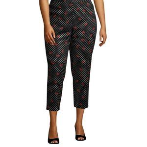 Liz Claiborne Emma Ankle Pants Polka Dot and Flower Print Sz 14‎